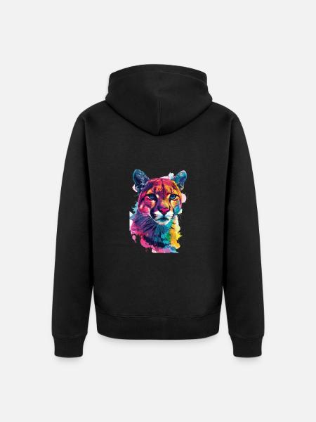 Bunter Kunst Wildtiere - Unisex Premium Bio Zip Hoodie - Schwarz