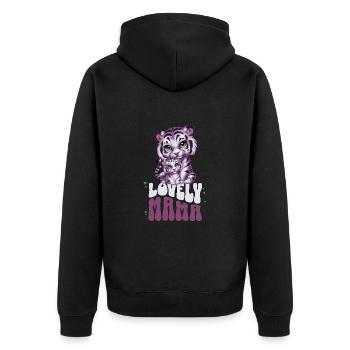 Niedlicher weißer Tiger Tiger Baby Lovely Mama - Unisex Premium Bio Zip Hoodie - Schwarz - Hinten - Nico (187cm)