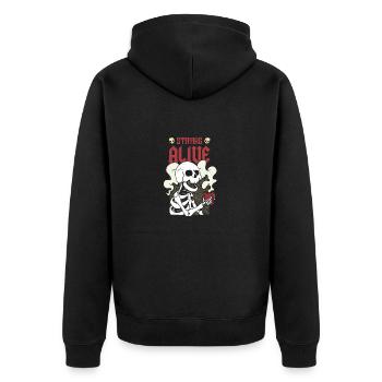 Staying alive - Lustiges Kaffee Skelet - Unisex Premium Bio Zip Hoodie - Schwarz - Hinten - Nico (187cm)