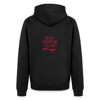 True Crime Club - Unisex Premium Bio Zip Hoodie - Schwarz - Hinten - Nico (187cm)