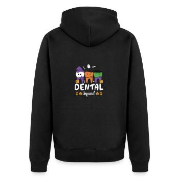 Halloween Zähne - Zahnarzt Squad - Unisex Premium Bio Zip Hoodie - Schwarz - Hinten - Nico (187cm)