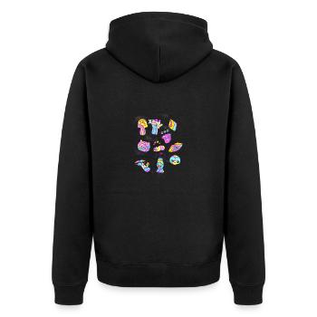 Magic Mushrooms - Pride - Unisex Premium Bio Zip Hoodie - Schwarz - Hinten - Nico (187cm)