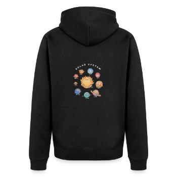 Unser Solarsystem - Universum - Unisex Premium Bio Zip Hoodie - Schwarz - Hinten - Nico (187cm)