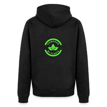 Plants Powered - Tierliebe, Tierschutz & Vegan - Unisex Premium Bio Zip Hoodie - Schwarz - Hinten - Nico (187cm)