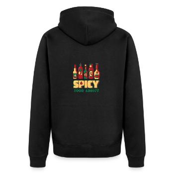 Scharfes Essen süchtig - Unisex Premium Bio Zip Hoodie - Schwarz - Hinten - Nico (187cm)