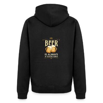 Bier immer gute Idee - Lustiges Party - Unisex Premium Bio Zip Hoodie - Schwarz - Hinten - Nico (187cm)