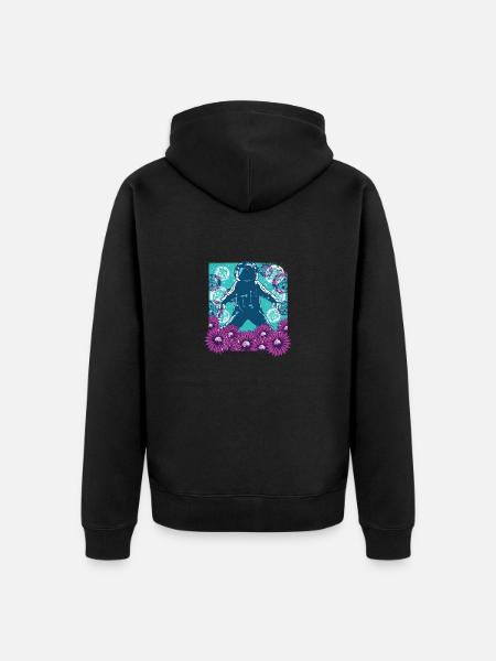 Astronaut Flowers - Mond & Weltall - Unisex Premium Bio Zip Hoodie - Schwarz