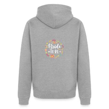 Die zukünftige Braut I Junggesellinnenabschied - Unisex Premium Bio Zip Hoodie - Grau meliert - Hinten - Nico (187cm)