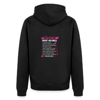 Braut Checkliste Aufgaben Junggesellinnenabschied - Unisex Premium Bio Zip Hoodie - Schwarz - Hinten - Nico (187cm)