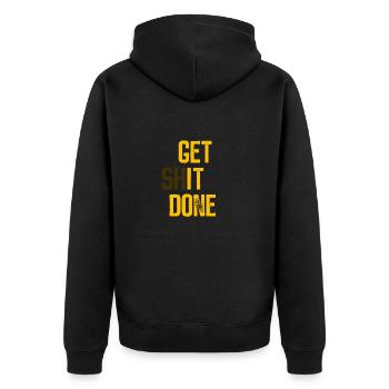 Get it done - Motivation - Unisex Premium Bio Zip Hoodie - Schwarz - Hinten - Nico (187cm)