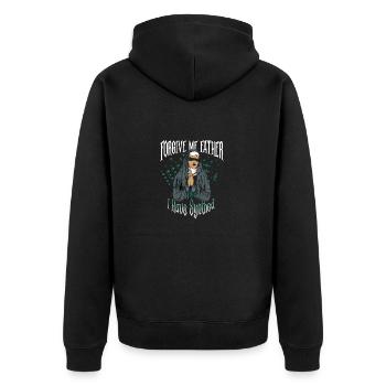Vergib mir Vater - Techno Nonne - Unisex Premium Bio Zip Hoodie - Schwarz - Hinten - Nico (187cm)