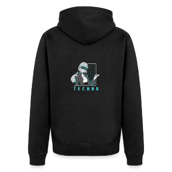 Techno Manga Anime Girl - Unisex Premium Bio Zip Hoodie - Schwarz - Hinten - Nico (187cm)