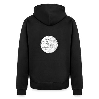 Synthesizer Techno Map - Unisex Premium Bio Zip Hoodie - Schwarz - Hinten - Nico (187cm)