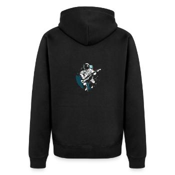 Astronaut rockt mit Gitarre - Unisex Premium Bio Zip Hoodie - Schwarz - Hinten - Nico (187cm)