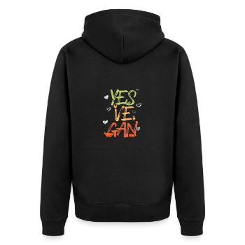 Yes Ve Gan - Vegan - Unisex Premium Bio Zip Hoodie - Schwarz - Hinten - Nico (187cm)
