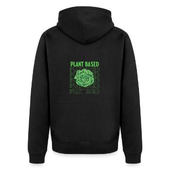 Plant Based - Auf pflanzlicher Basis - Unisex Premium Bio Zip Hoodie - Schwarz - Hinten - Nico (187cm)