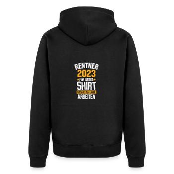 Rentner 2023 - Lange arbeiten für Ruhestand - Unisex Premium Bio Zip Hoodie - Schwarz - Hinten - Nico (187cm)