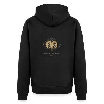 Widder Sternzeichen 2 - Unisex Premium Bio Zip Hoodie - Schwarz - Hinten - Nico (187cm)
