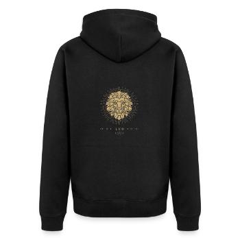 Löwe Sternzeichen - Unisex Premium Bio Zip Hoodie - Schwarz - Hinten - Nico (187cm)
