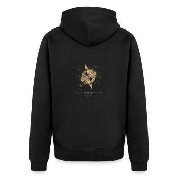Fisch Pisces Sternzeichen - Unisex Premium Bio Zip Hoodie - Schwarz - Hinten - Nico (187cm)