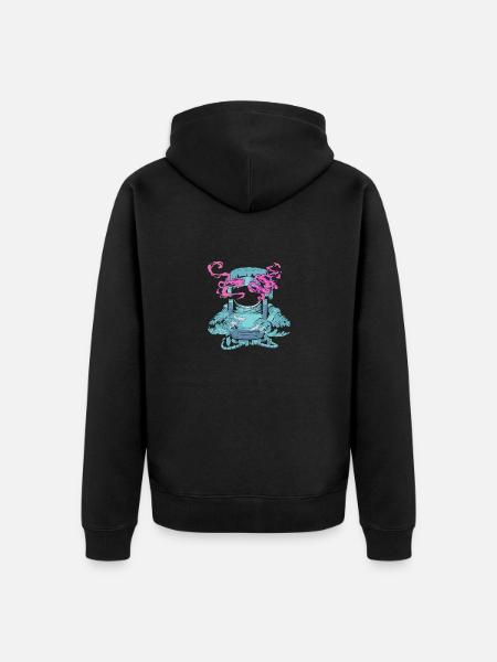 Rauchender Astronaut im Weltall - Unisex Premium Bio Zip Hoodie - Schwarz