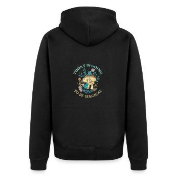 Heute wird es magisch - Unisex Premium Bio Zip Hoodie - Schwarz - Hinten - Nico (187cm)