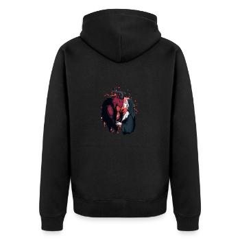 Vergib mir Vater - vom Teufel besessen - Unisex Premium Bio Zip Hoodie - Schwarz - Hinten - Nico (187cm)