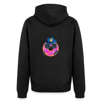 Donut Police Officer - Funny - Unisex Premium Bio Zip Hoodie - Schwarz - Hinten - Nico (187cm)