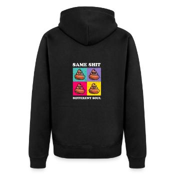 Same Shit Different Soul - Unisex Premium Bio Zip Hoodie - Schwarz - Hinten - Nico (187cm)