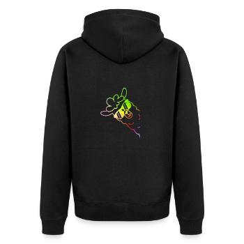 Cool Alpaka / Lama mit Sonnenbrille - Unisex Premium Bio Zip Hoodie - Schwarz - Hinten - Nico (187cm)