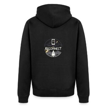 Raus aus der Stadt und rein in die Natur - Unisex Premium Bio Zip Hoodie - Schwarz - Hinten - Nico (187cm)