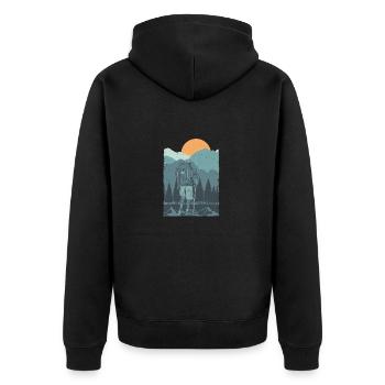 Wandern Hiking - berg Liebe - Unisex Premium Bio Zip Hoodie - Schwarz - Hinten - Nico (187cm)