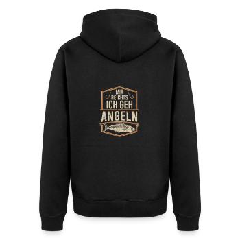 Mir reichts ! Ich geh Angeln - Unisex Premium Bio Zip Hoodie - Schwarz - Hinten - Nico (187cm)