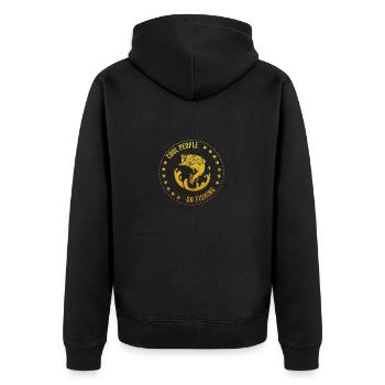 Coole Menschen gehen Fischen Angeln - Unisex Premium Bio Zip Hoodie - Schwarz - Hinten - Nico (187cm)