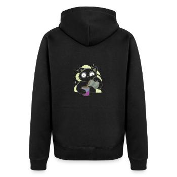 Morgenmuffel Katze mit Kaffee Sucht - Unisex Premium Bio Zip Hoodie - Schwarz - Hinten - Nico (187cm)