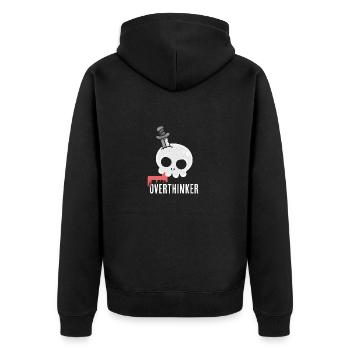 Overthinker - Chaos im Kopf - Unisex Premium Bio Zip Hoodie - Schwarz - Hinten - Nico (187cm)