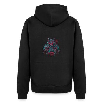 Samurai Krieger Kunst - Unisex Premium Bio Zip Hoodie - Schwarz - Hinten - Nico (187cm)