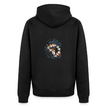 Sushi Drache auf Welle - Unisex Premium Bio Zip Hoodie - Schwarz - Hinten - Nico (187cm)