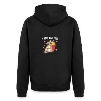 Ich will deine Fritten - Pommes - Unisex Premium Bio Zip Hoodie - Schwarz - Hinten - Nico (187cm)