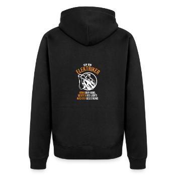 Elektriker / Elektroniker - Meister des Lichts - Unisex Premium Bio Zip Hoodie - Schwarz - Hinten - Nico (187cm)