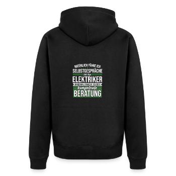 Elektriker / Elektroniker - kompetente Beratung - Unisex Premium Bio Zip Hoodie - Schwarz - Hinten - Nico (187cm)