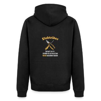 Elektriker / Elektroniker - Lustiger Job Humor - Unisex Premium Bio Zip Hoodie - Schwarz - Hinten - Nico (187cm)