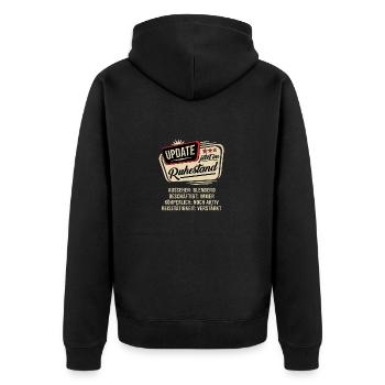 Update Ich bin im Ruhestand - Unisex Premium Bio Zip Hoodie - Schwarz - Hinten - Nico (187cm)