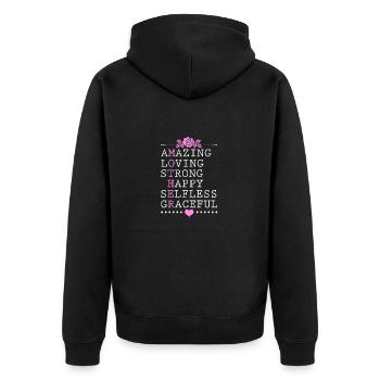 Beste Mutter Schöne Worte - Unisex Premium Bio Zip Hoodie - Schwarz - Hinten - Nico (187cm)