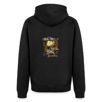 Flottes Bienchen zum 70. Geburtstag - Unisex Premium Bio Zip Hoodie - Schwarz - Hinten - Nico (187cm)