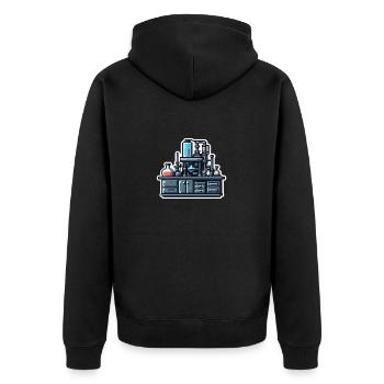 Experiment desk - Unisex Premium Bio Zip Hoodie - Schwarz - Hinten - Nico (187cm)