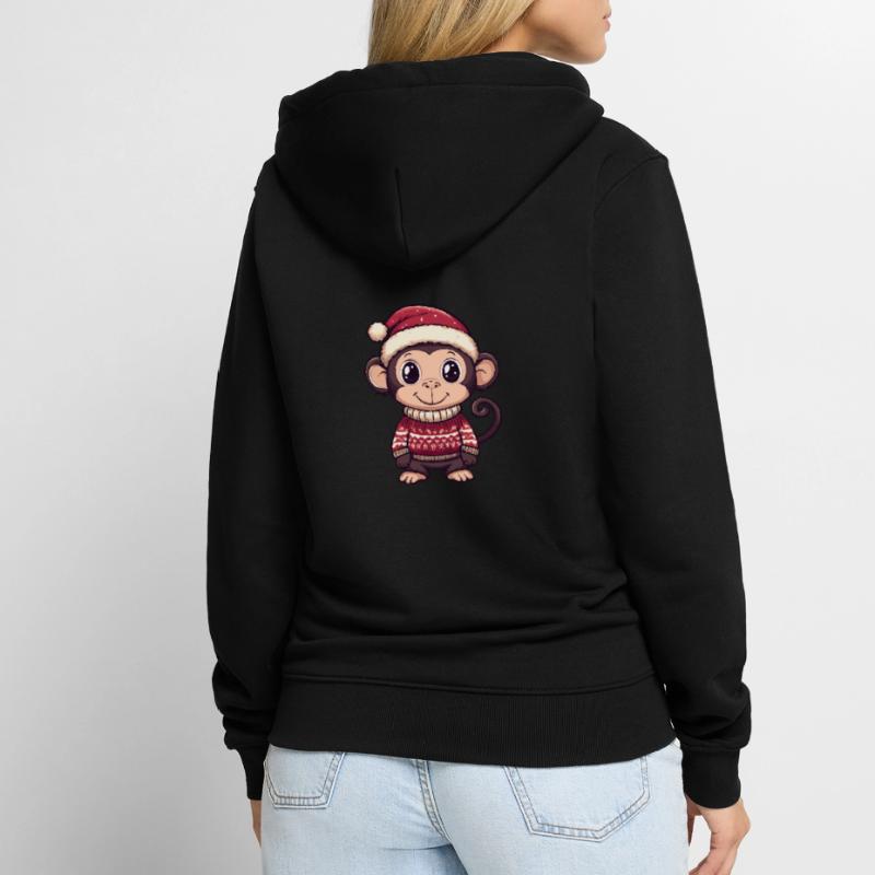 Monkey Christmas Comic Unisex Premium Organic Zip Hoodie