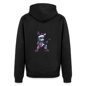 Donkey Christmas Rocker Guitar - Unisex Premium Organic Zip Hoodie - black - Back - Nico (187cm)