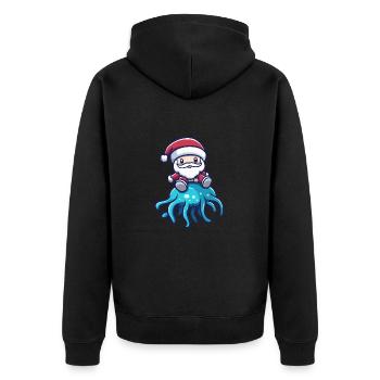 Qualle Weihnachtsmann - Unisex Premium Bio Zip Hoodie - Schwarz - Hinten - Nico (187cm)