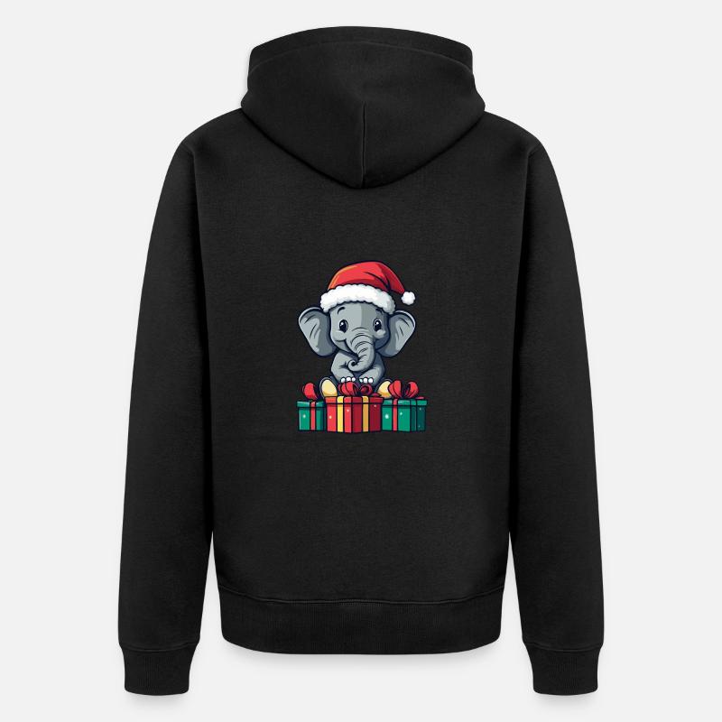 Cadeaux de Noël éléphant - Veste à capuche bio Premium Unisexe - noir